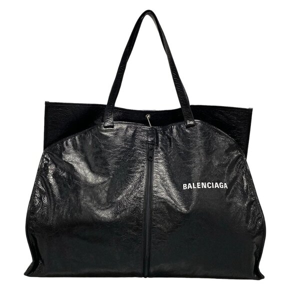 Auth BALENCIAGA Shopper Garment Tote Bag 811607 Black Lambskin - Tote Bag - Picture 1 of 16